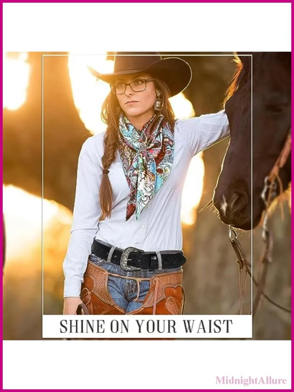 Western Belt Floral Embossed Leather Silver Buckle Adjustable Cowboy